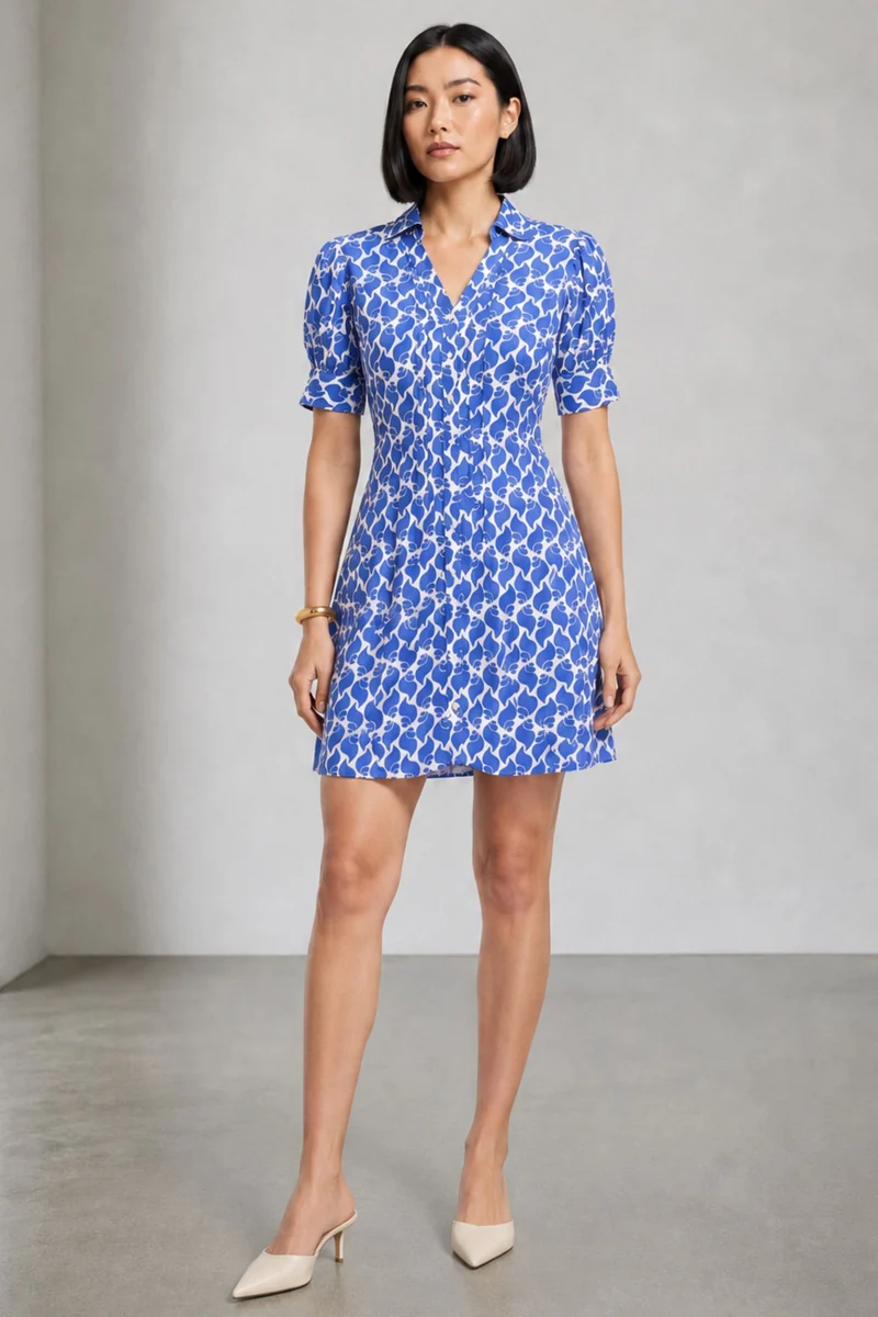 Eris|100% Cotton Puff Sleeve Mini Dress