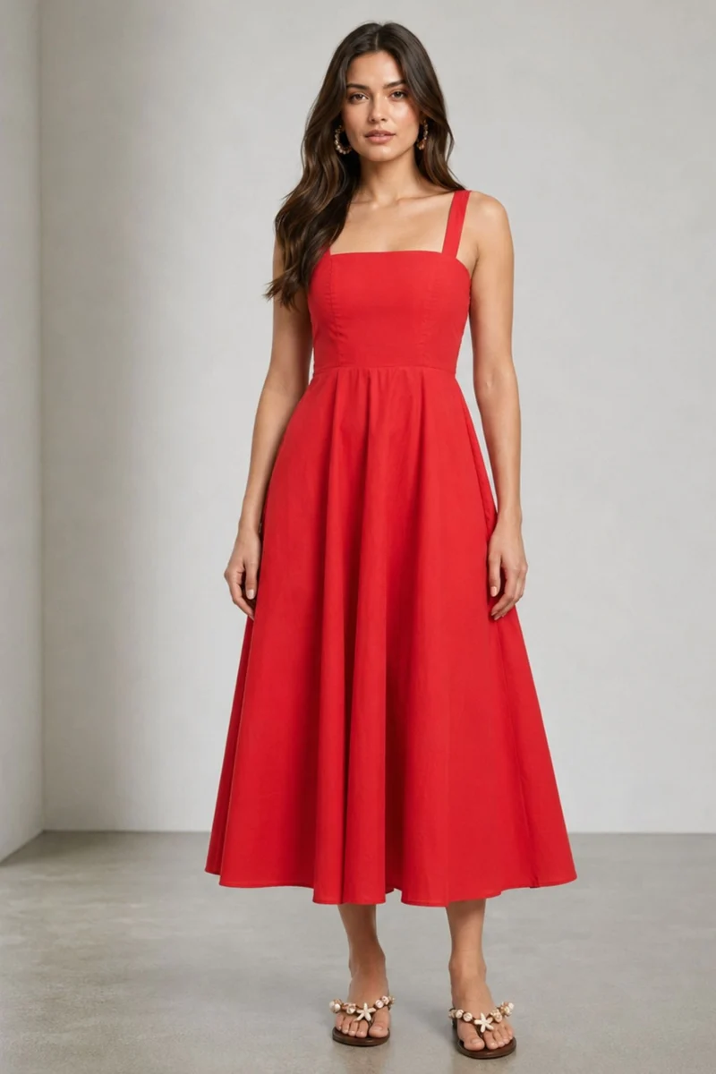 Elin|100% Cotton Back Tie-Up Dress