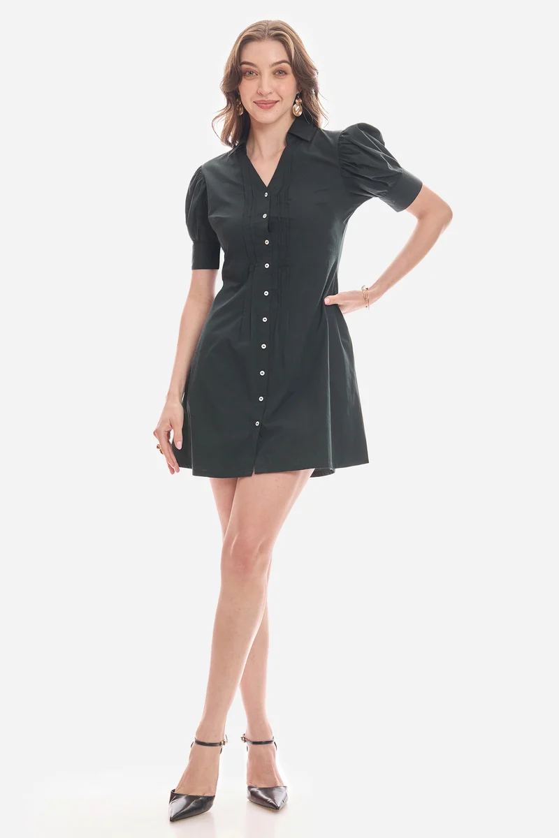 Cassidy|100% Cotton Midi Pleated Dress
