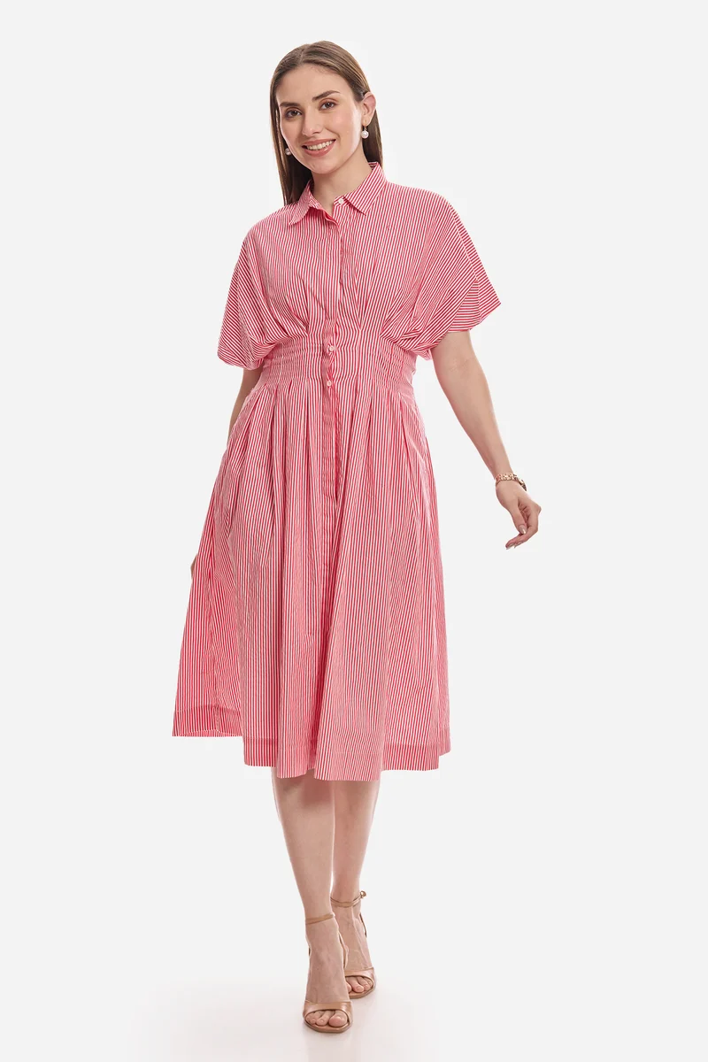 Belgin|100% Cotton Extended Sleeve Dress