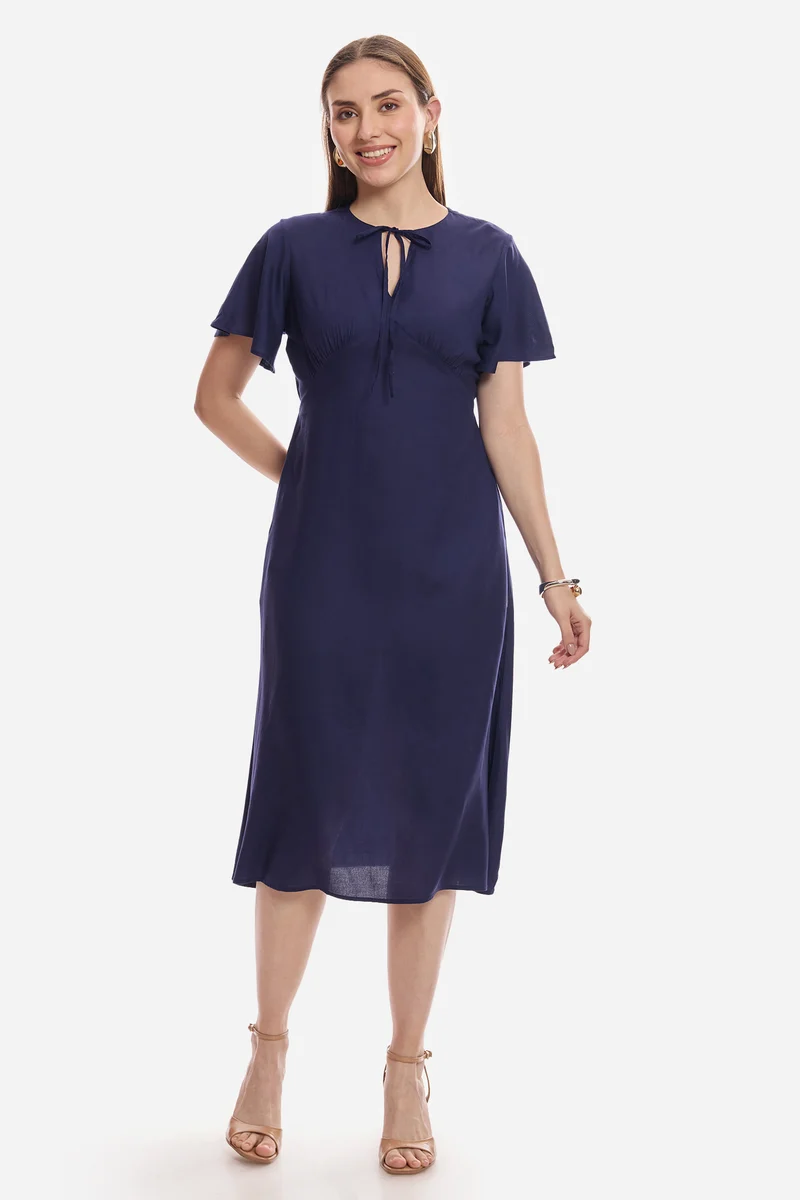 Gulay|100% Viscose Bell Sleeve Dress