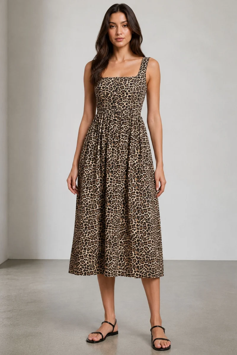 Sorcha|100% Viscose Square Neck Dress