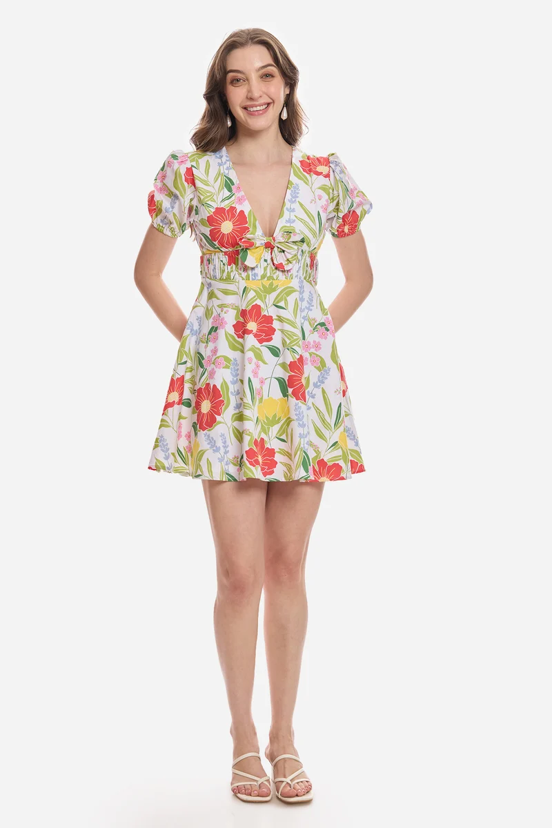Esina|Cotton Flared Bow Detail Dress
