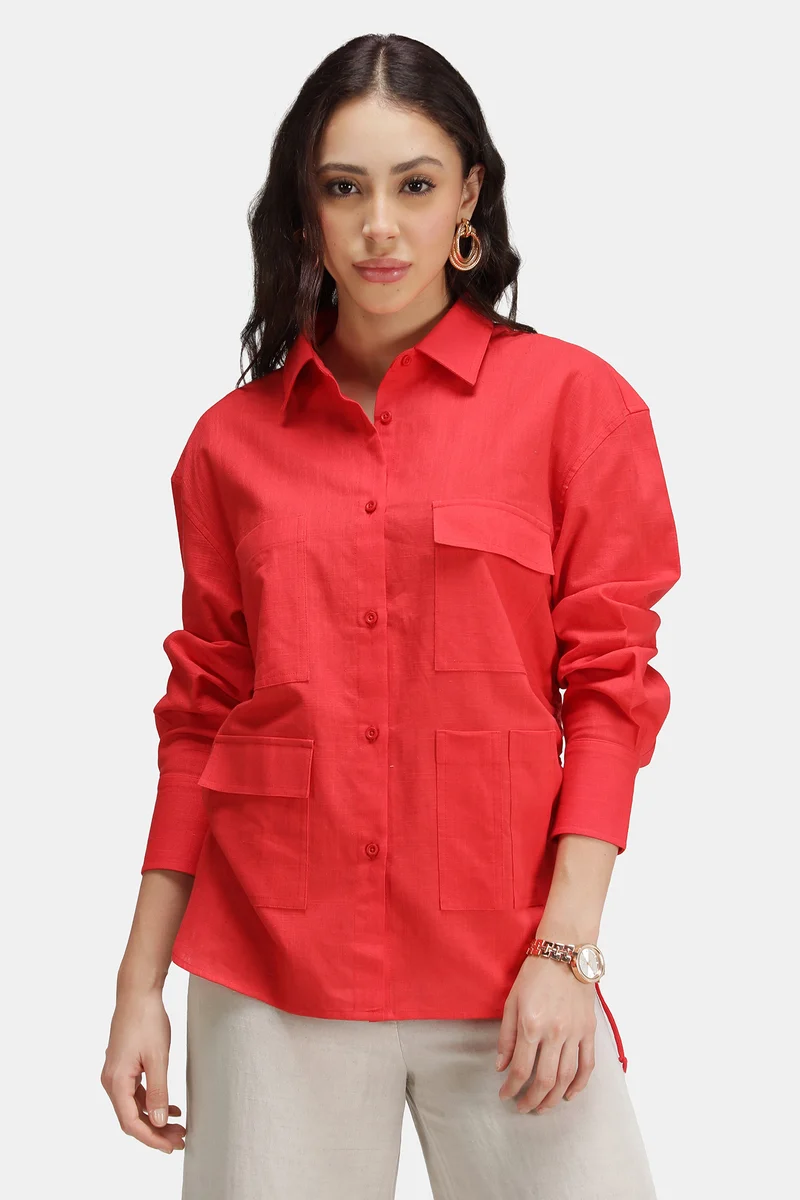 Miel|Linen Longline Pocket Shirt