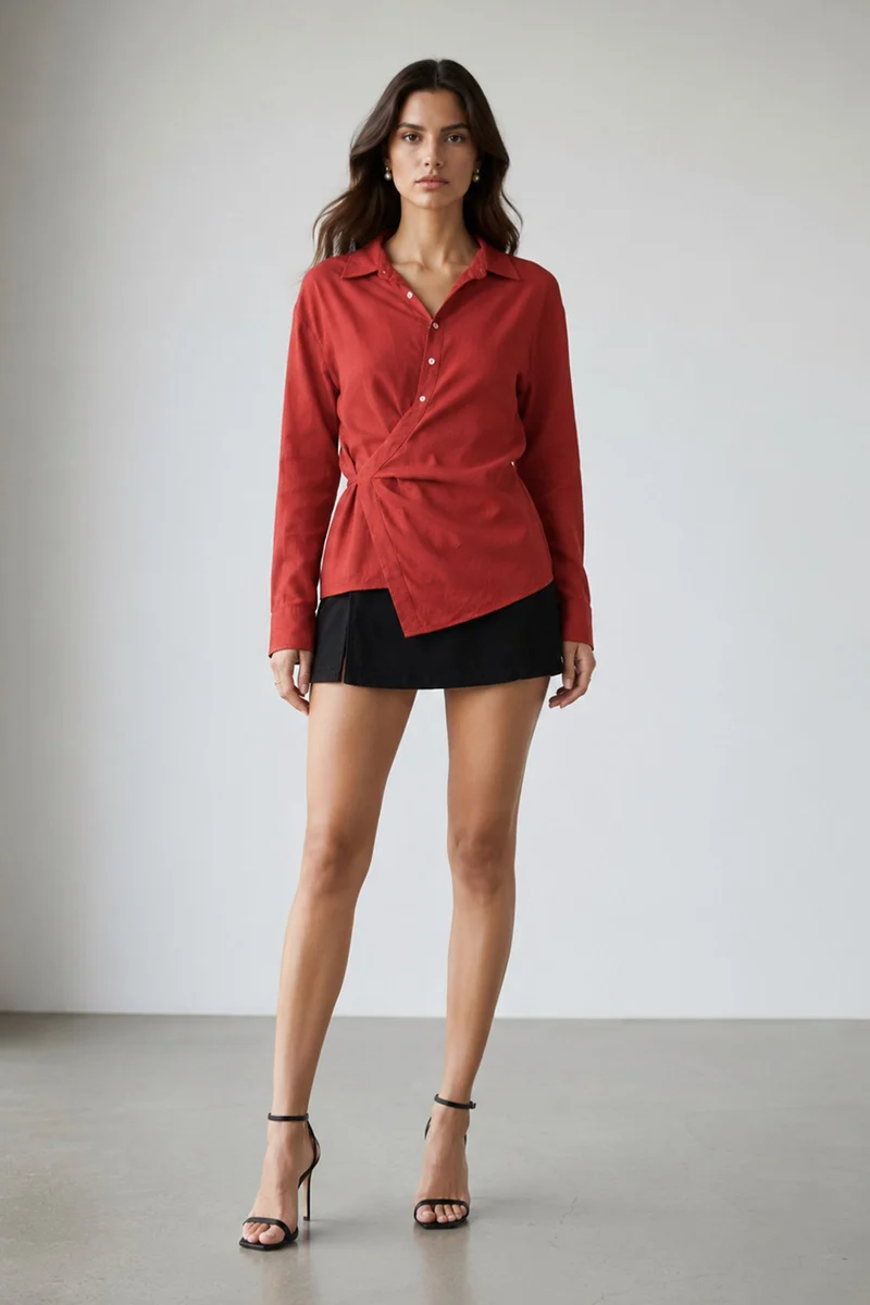Irma|Linen Shirt With Asymmetric Closure
