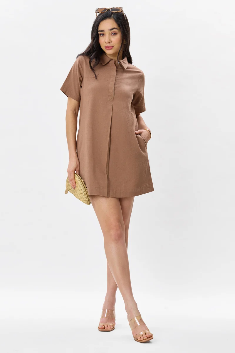 Iona|Cotton Boxy Fit Classic Shirt Dress