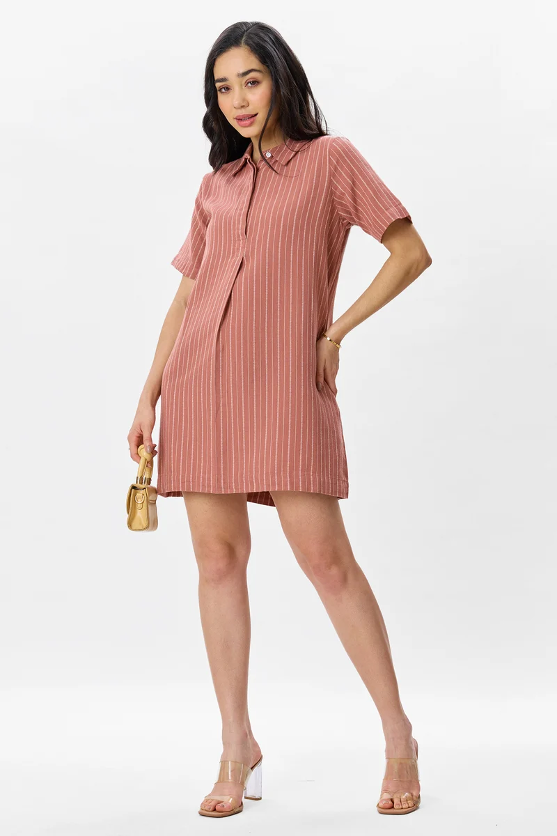 Ailsa|Linen Boxy Fit Classic Shirt Dress