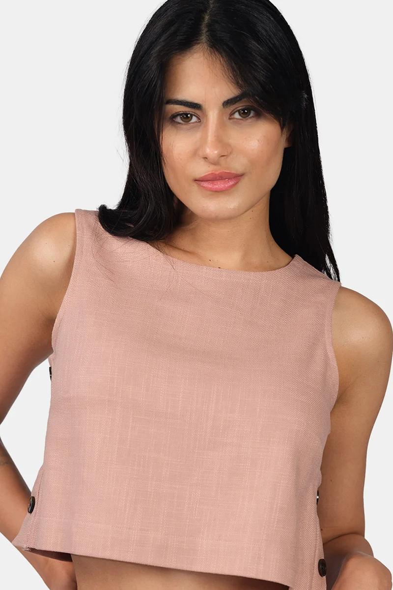 Dana|Linen Boxy Fit Crop Top