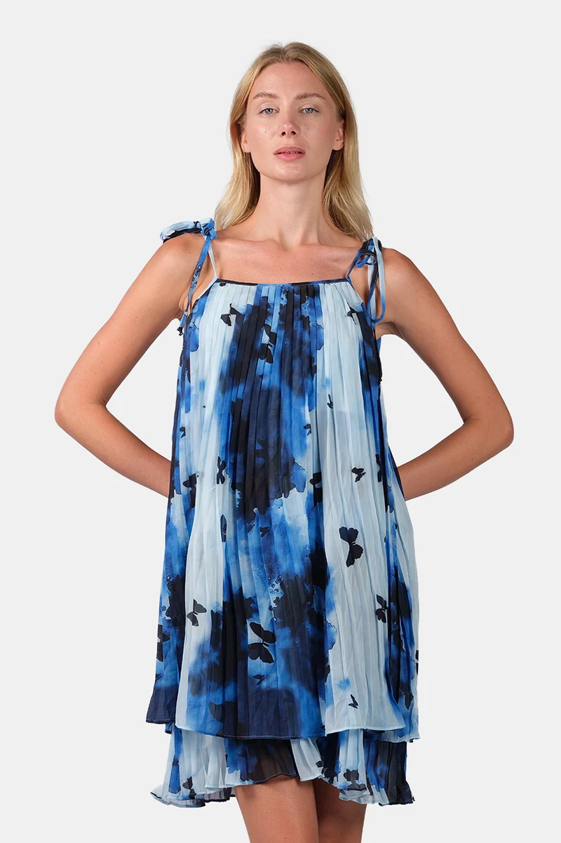 Sera|Georgette Tie-Up Strap Midi Dress