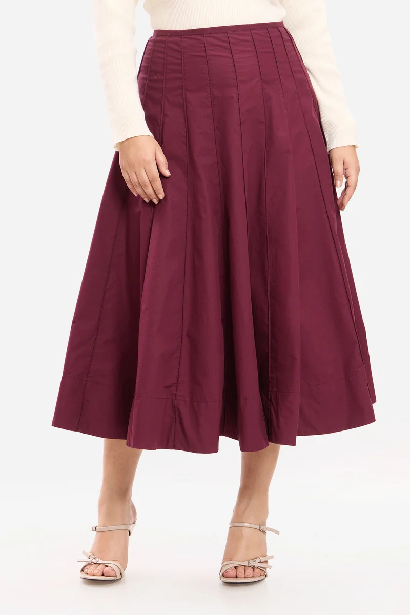 Hanna|100% Cotton Panelled Flared Skirt