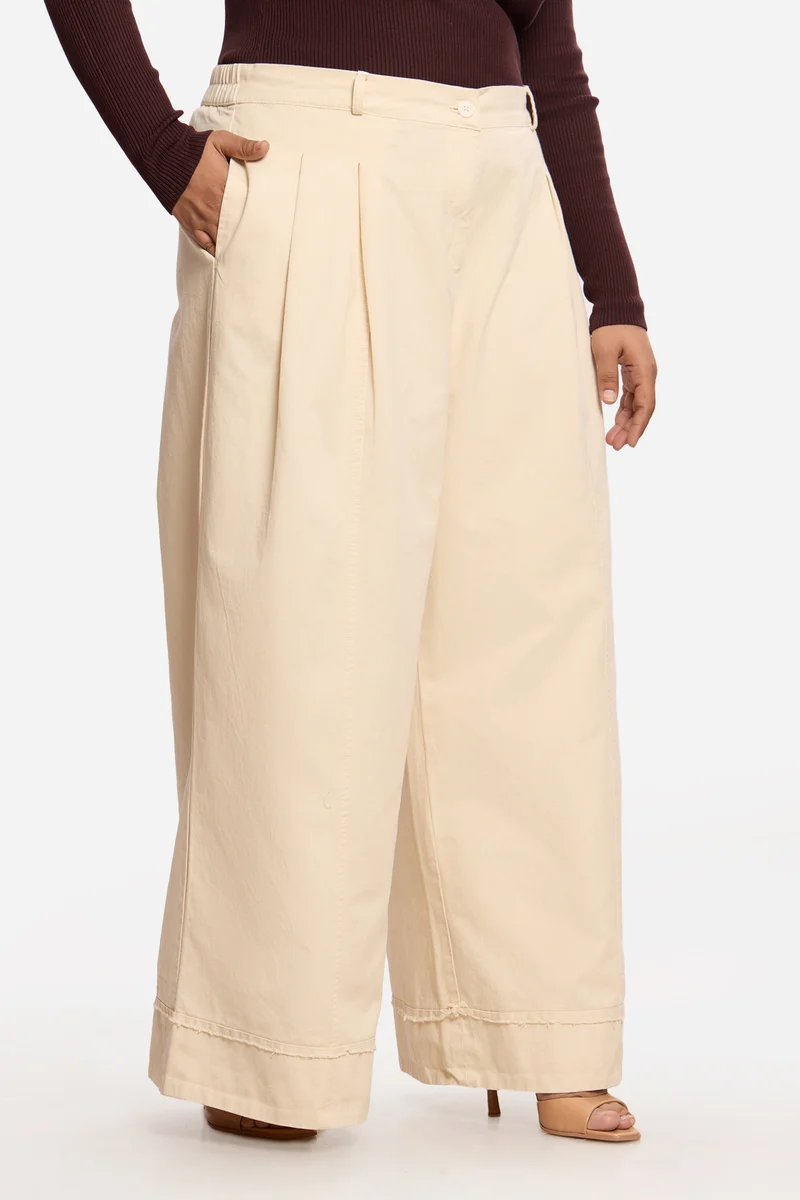 Natalian|100%. Cotton Utility Pleated Trousers