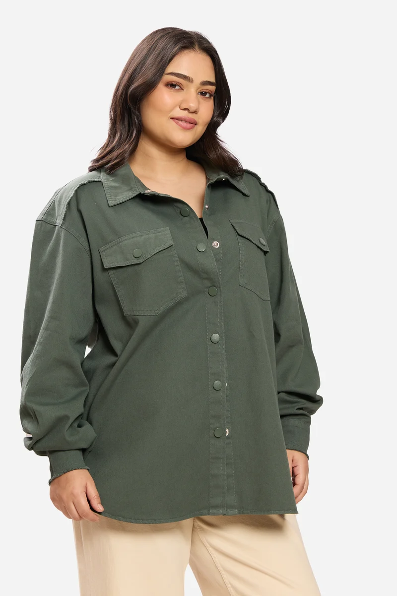 Sandera|100% Cotton Washed Utility Shirt
