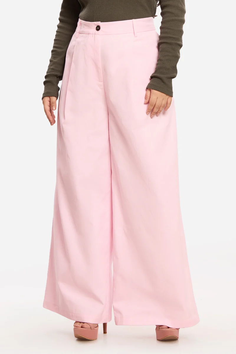 Tiyana|100% Cotton Wide Leg Pleated Trousers