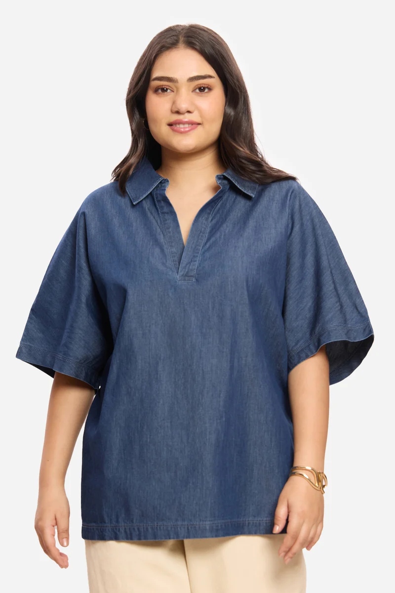 Pavindi|100% Cotton Denim Popover