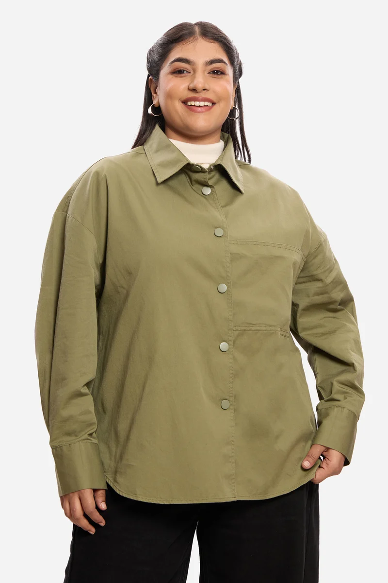 Patrycja|100% Cotton Washed Utility Shirt