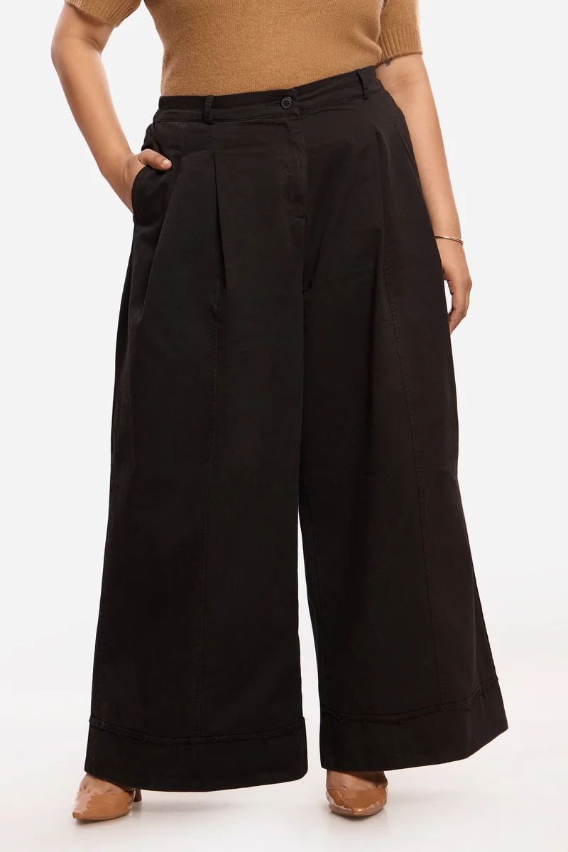 Milena|100%. Cotton Utility Pleated Trousers