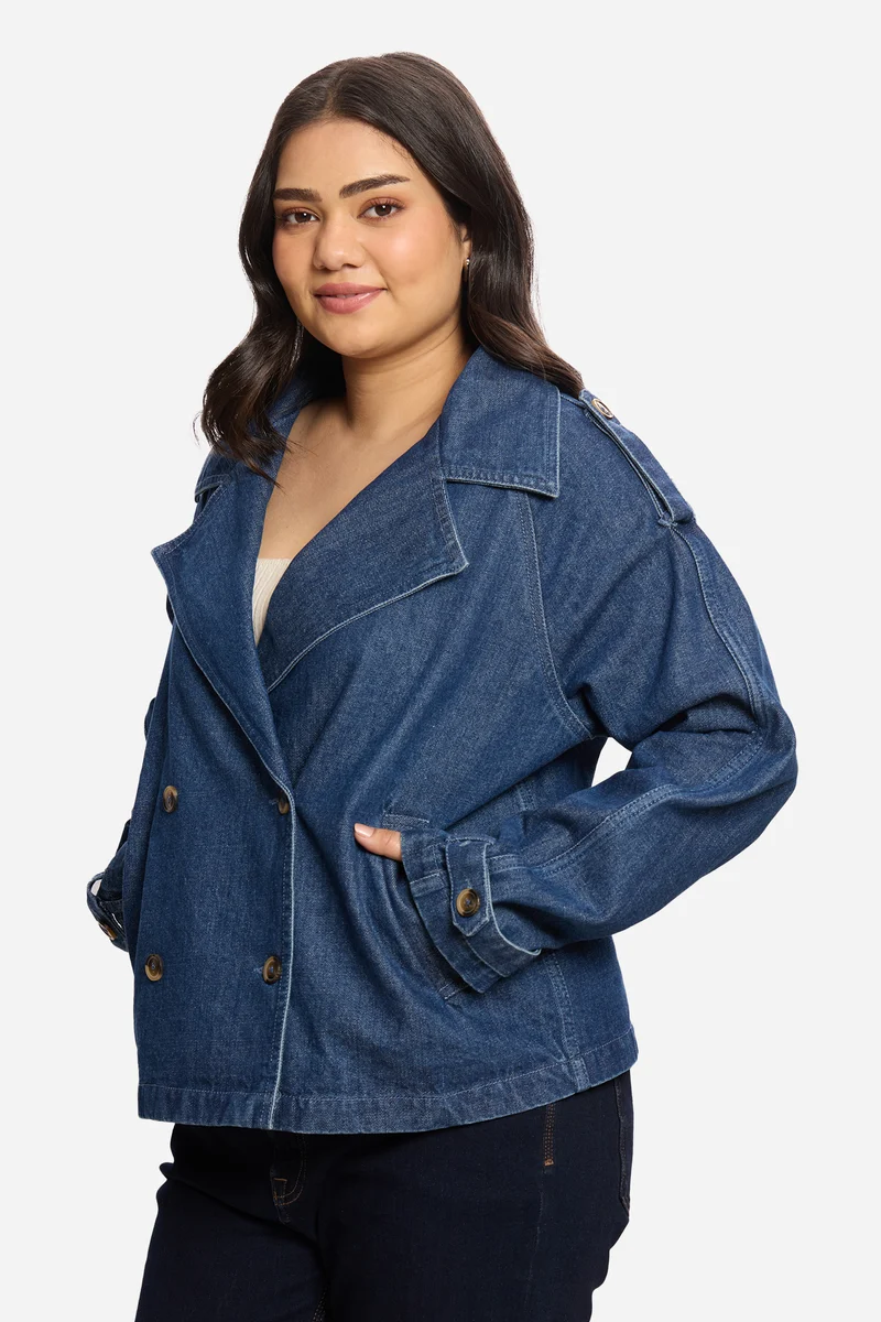 Lidia|100% Cotton Denim Blazer
