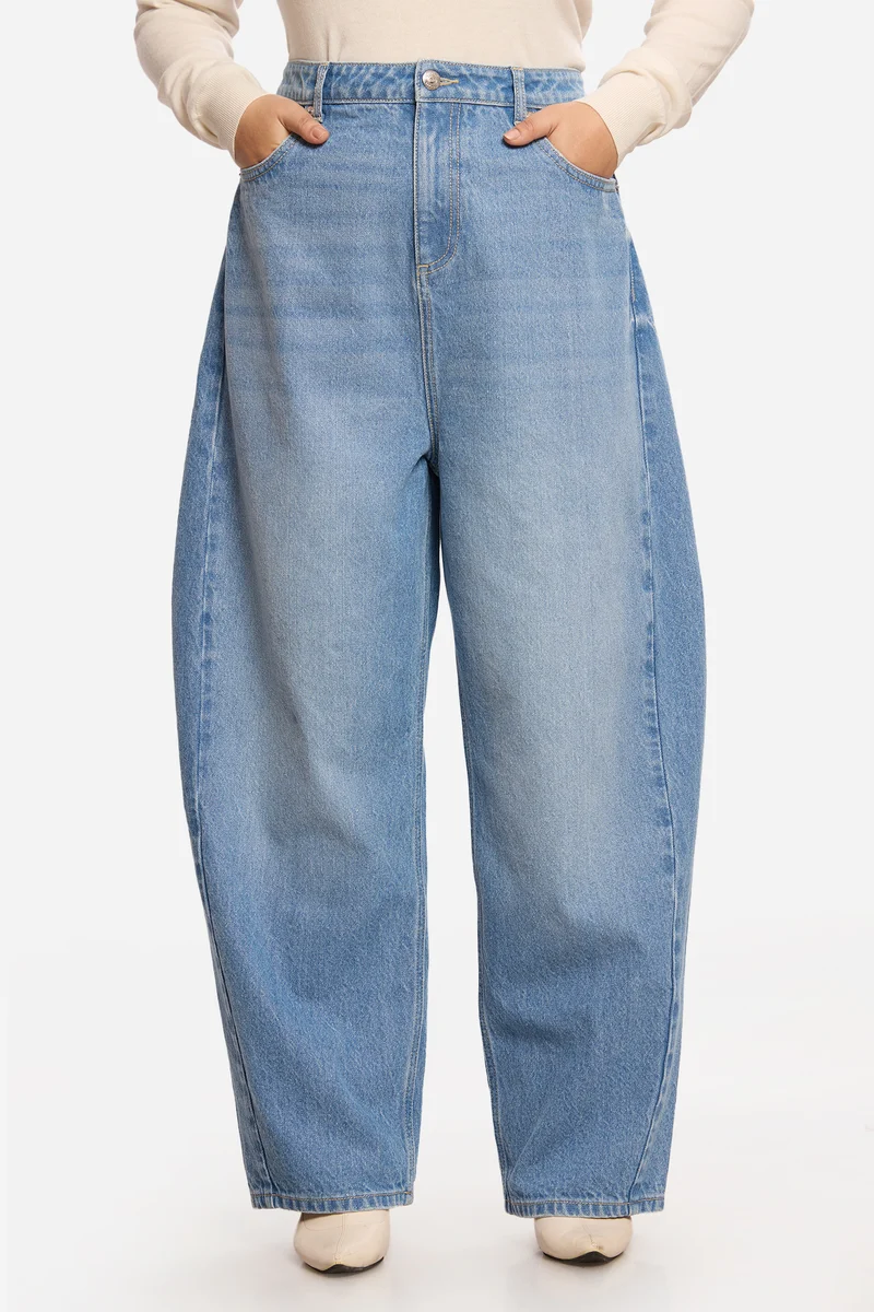 Hanney|100% Cotton Barrel Fit Jeans