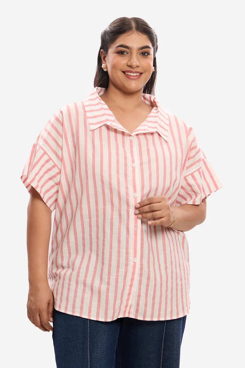 Karolina|100% Cotton Shirt With Collar Detail