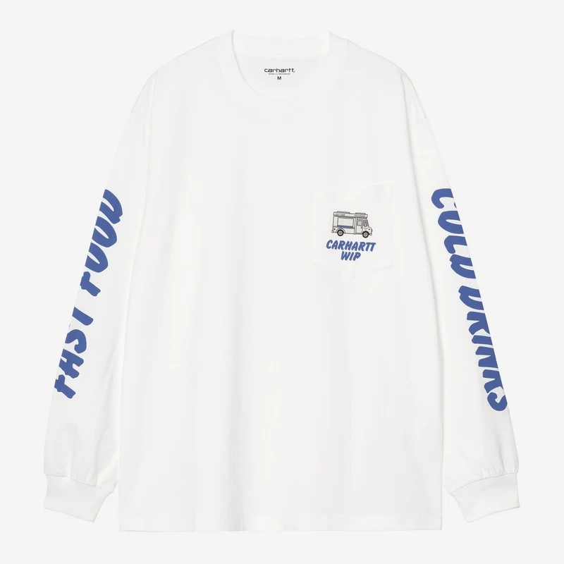 Carhartt WIP Herr Långärmad T-shirt med Kalla Drycker | Vit