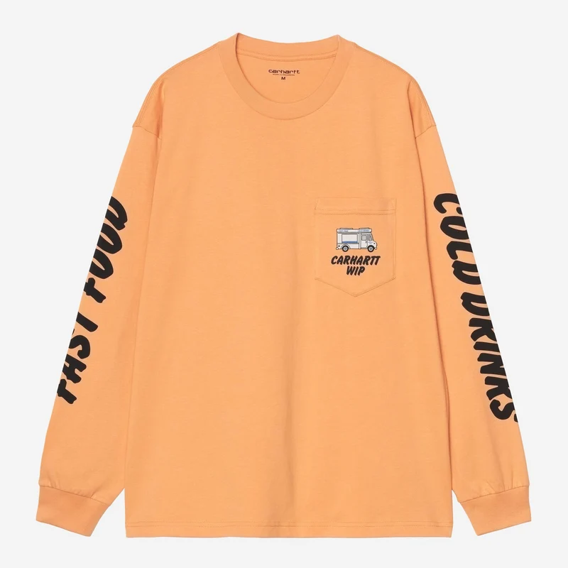 Carhartt WIP Herr Långärmad T-shirt med kalla drycker | Mild Orange