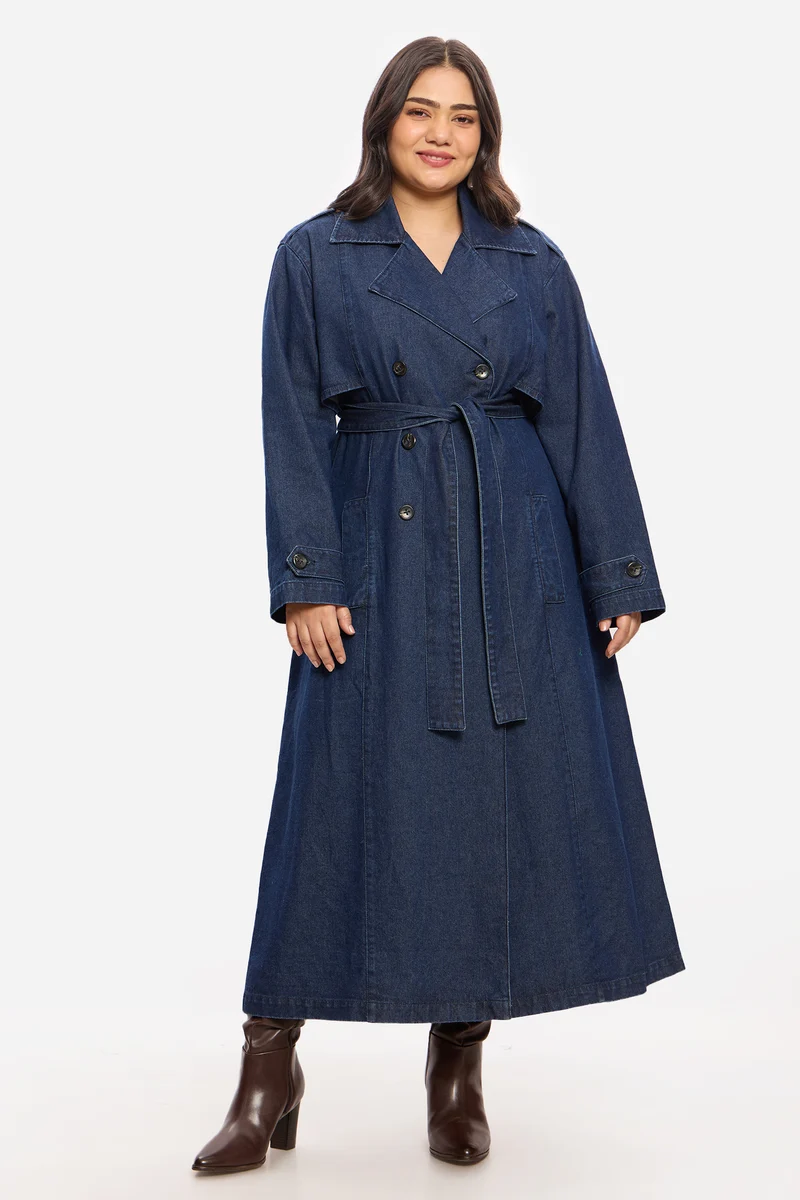 Julian|100% Cotton Denim Trench Coat