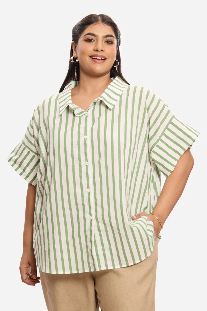 Katarzyna|100% Cotton Shirt With Collar Detail