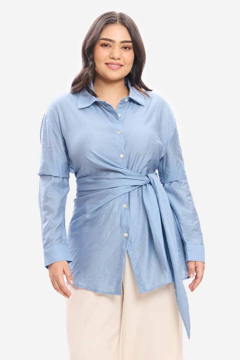 Klaudia|Viscose Tie-Up Wrap Shirt