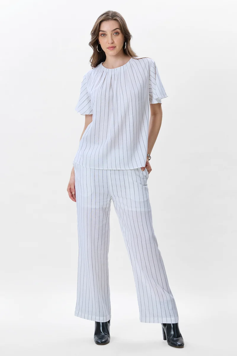 Kori| Linen Striped Bell Sleeve Co-Ord