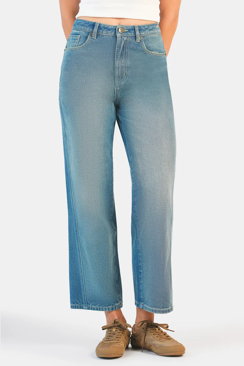 Signy|100% Cotton Denim Straight Pants