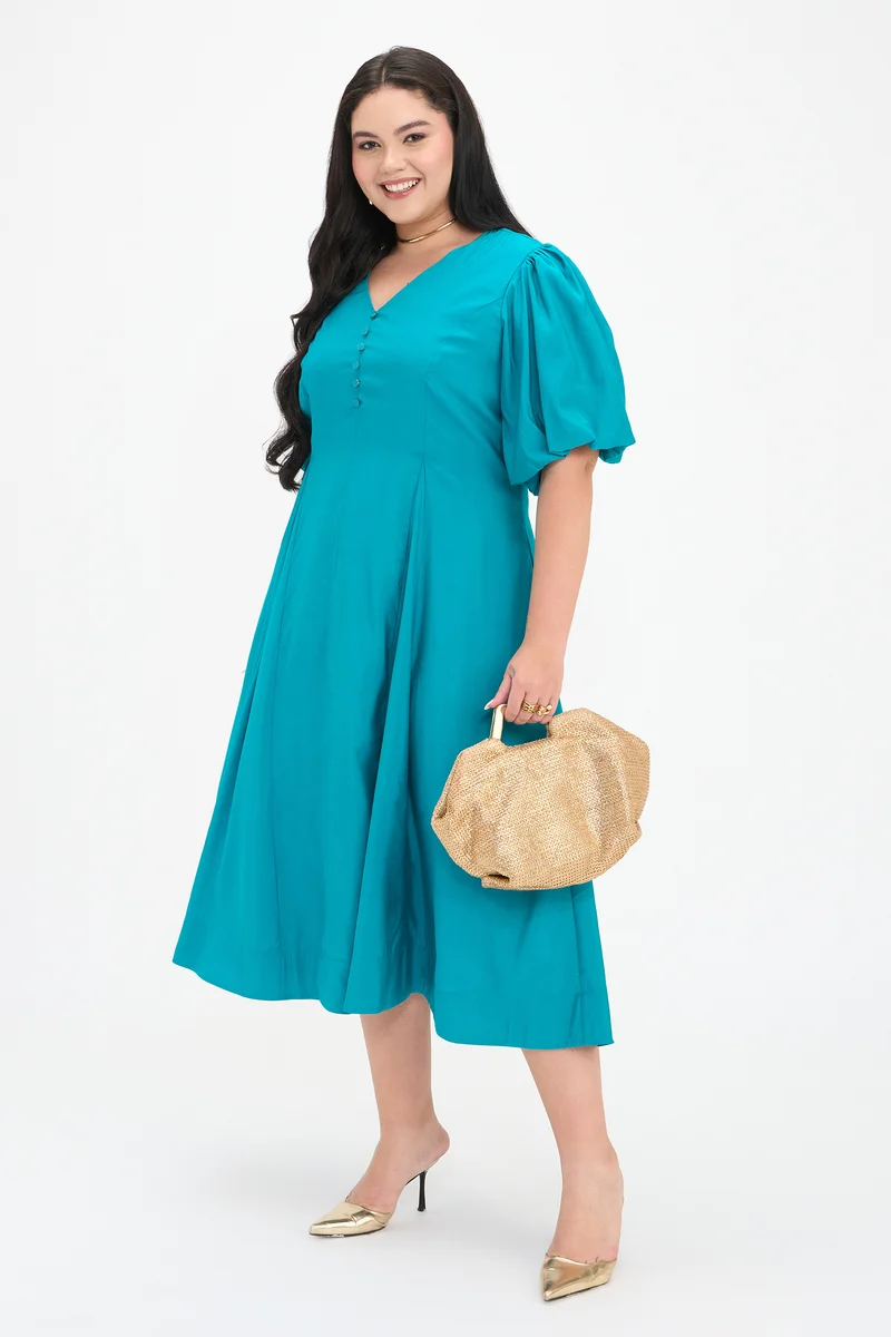Malathi|100% Viscose Fit And Flare Midi Dress