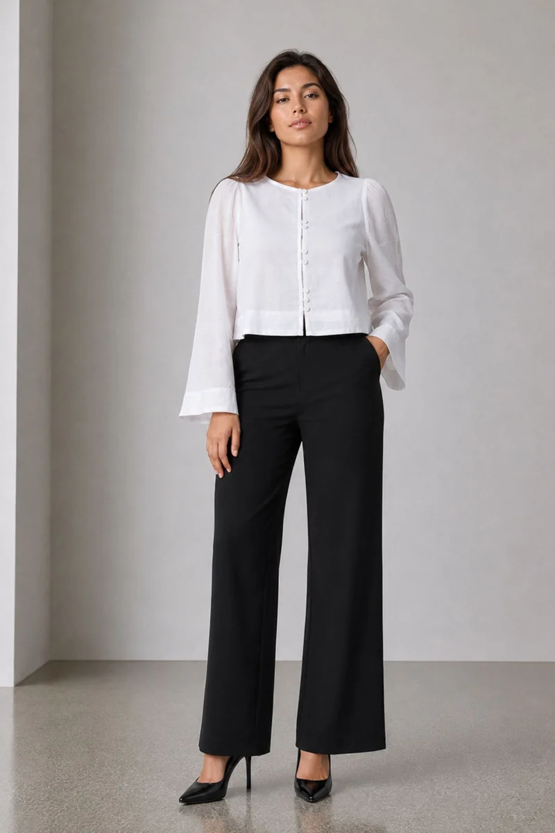 Aila|100% Cotton Bell Sleeve Crop Top
