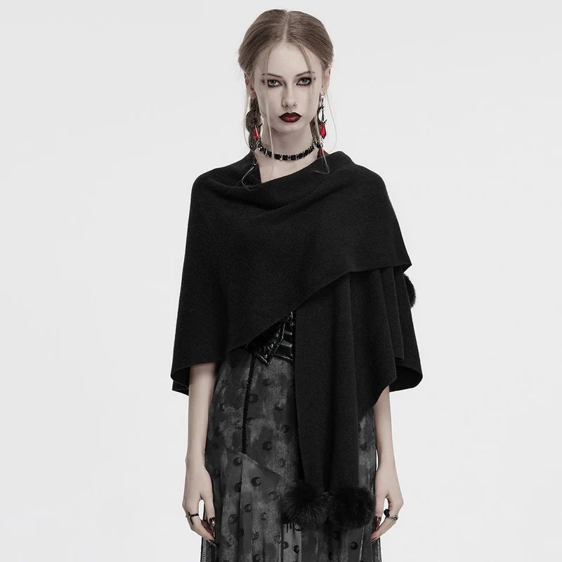 Dam Gothic Moon Printed Fluffig Splice Coat Svart