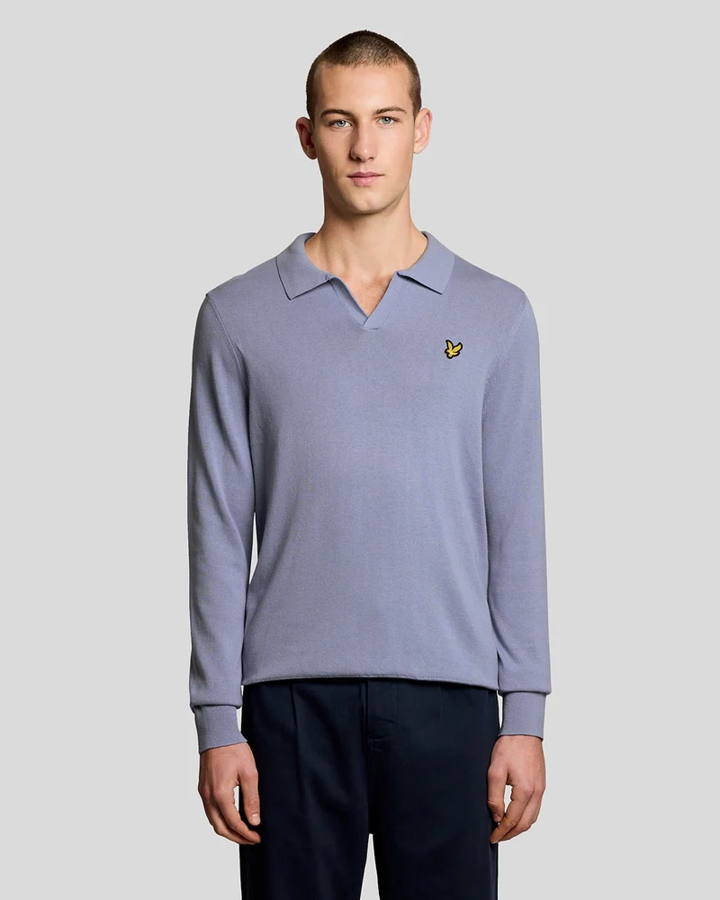 Lyle & Scott Herr Bomullspolotröja med krage | Bubbelblå