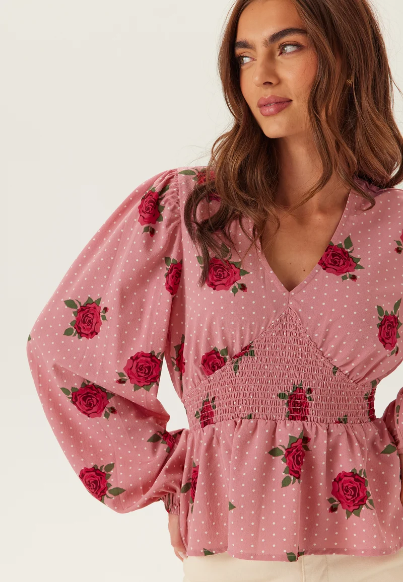 V-neck Smock Blouse