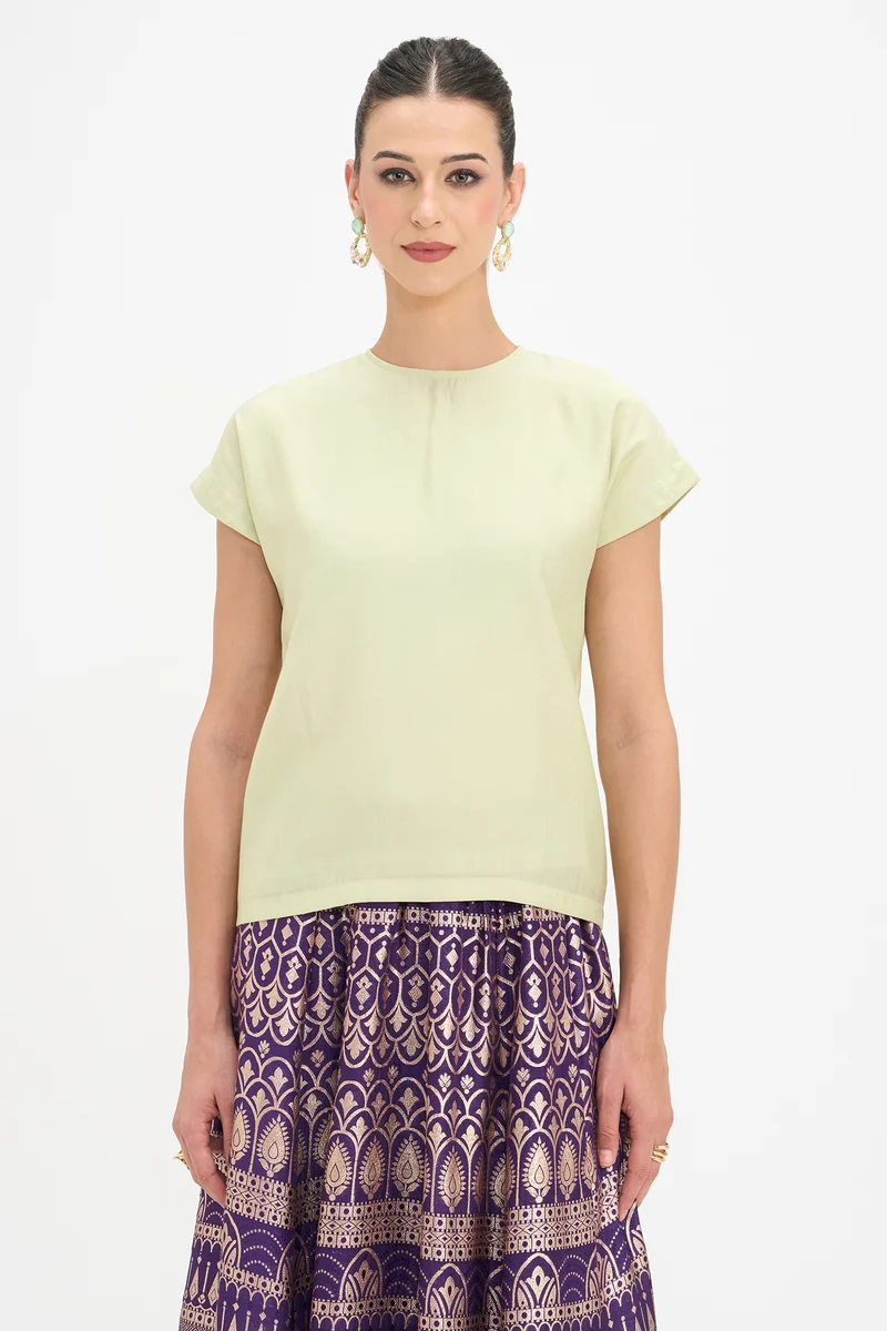 Marvini|100% Viscose High Neck Top