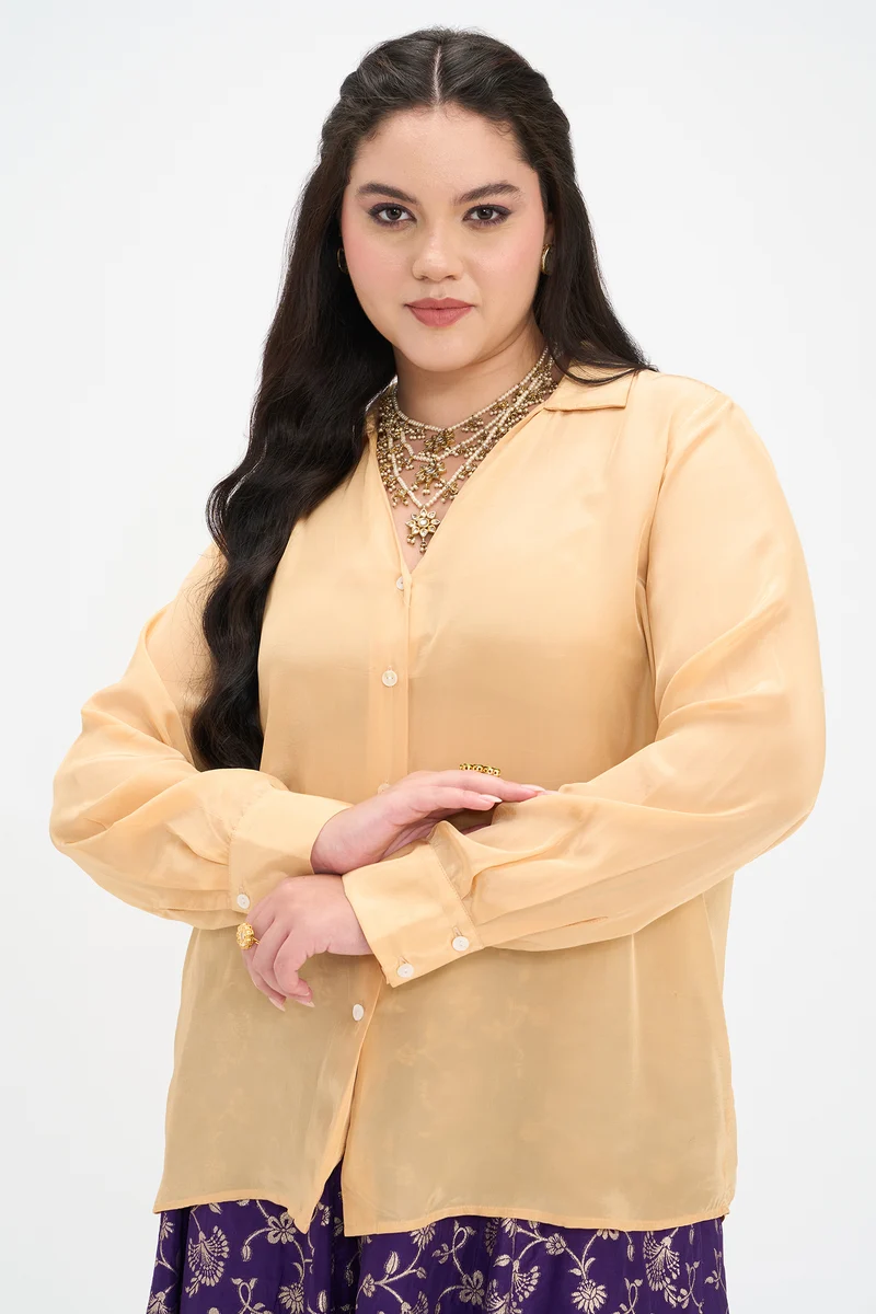 Kani|100% Viscose Shirt With V-Placket