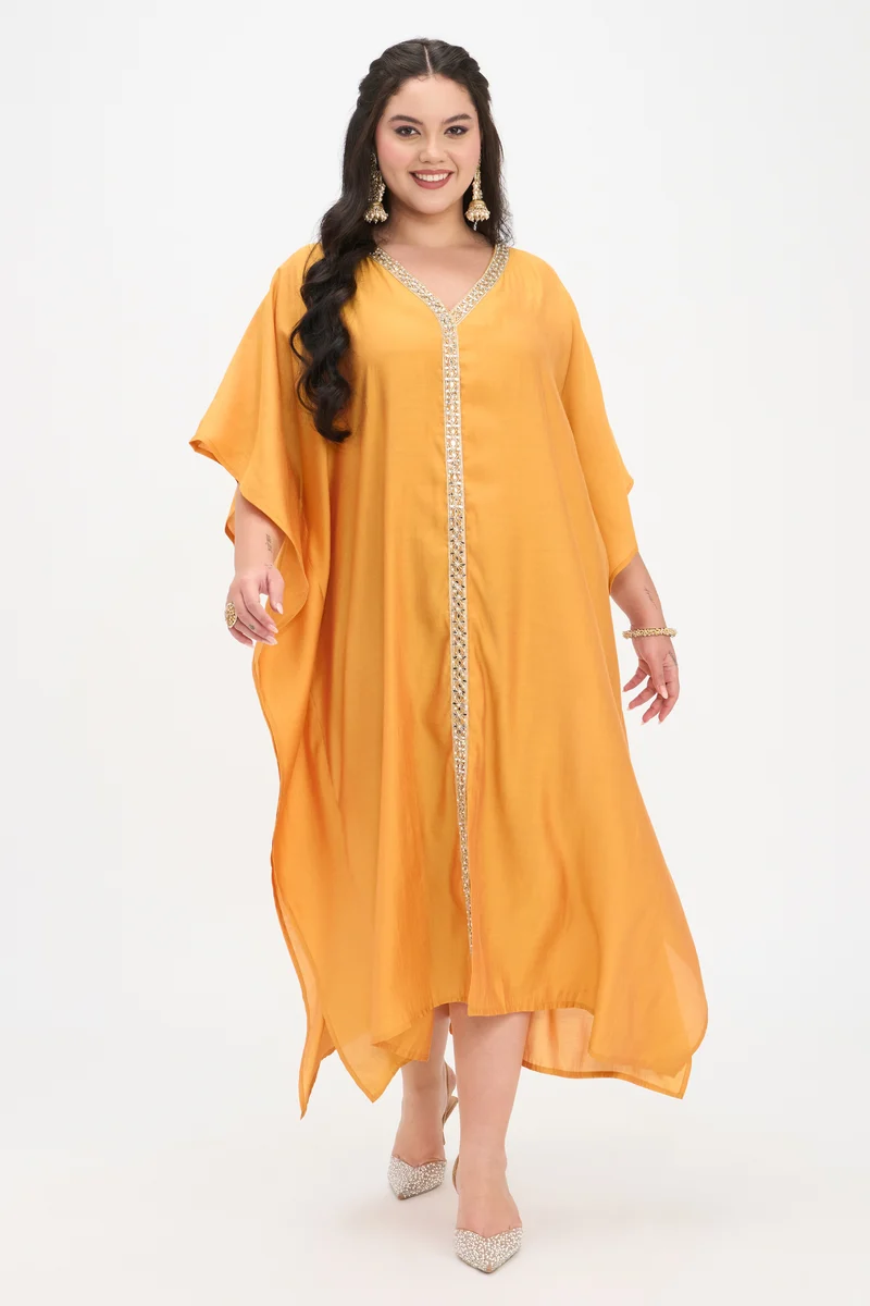 Mohini|Viscose Kaftan Maxi Dress With Lace