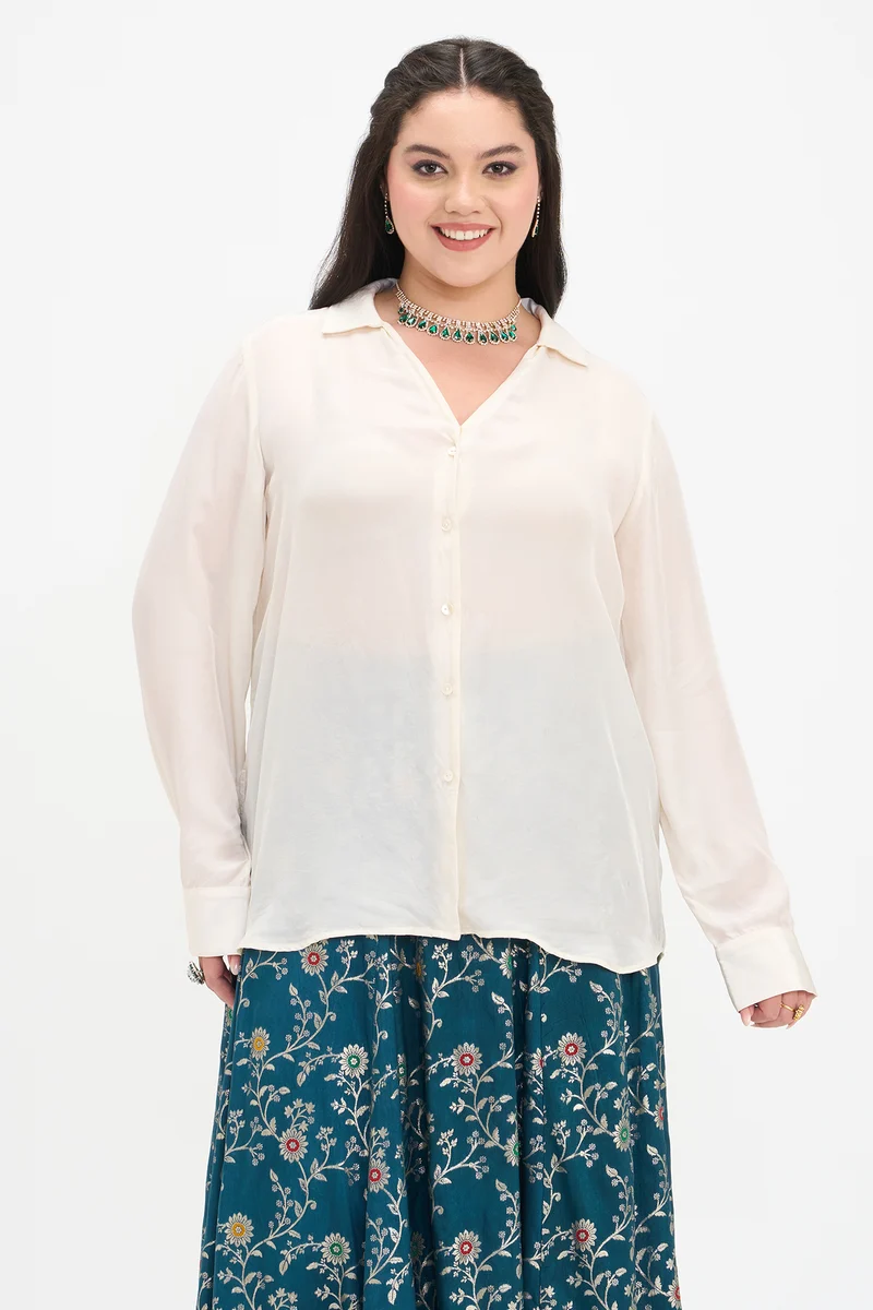 Malli|100% Viscose Shirt With V-Placket