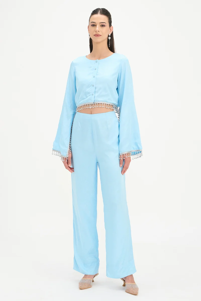 Megha Co-Ord|100% Viscose Crop Top With Pants