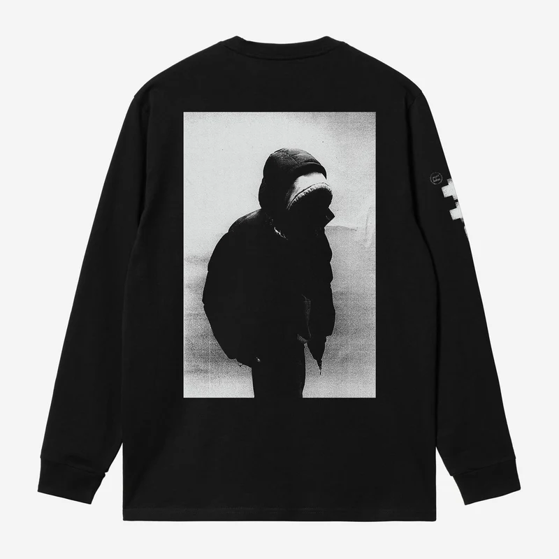 Carhartt WIP Herr T-shirt med lång ärm i läder från Archive Script | Svart