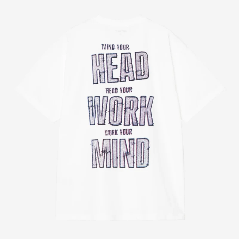 Carhartt WIP Herr T-shirt med "Mind Your Head"-motiv | Vit