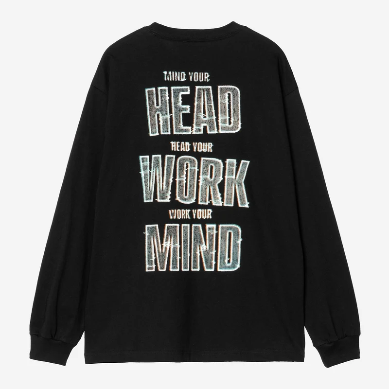 Carhartt WIP Herr T-shirt med långärmad design, Mind Your Head | Svart