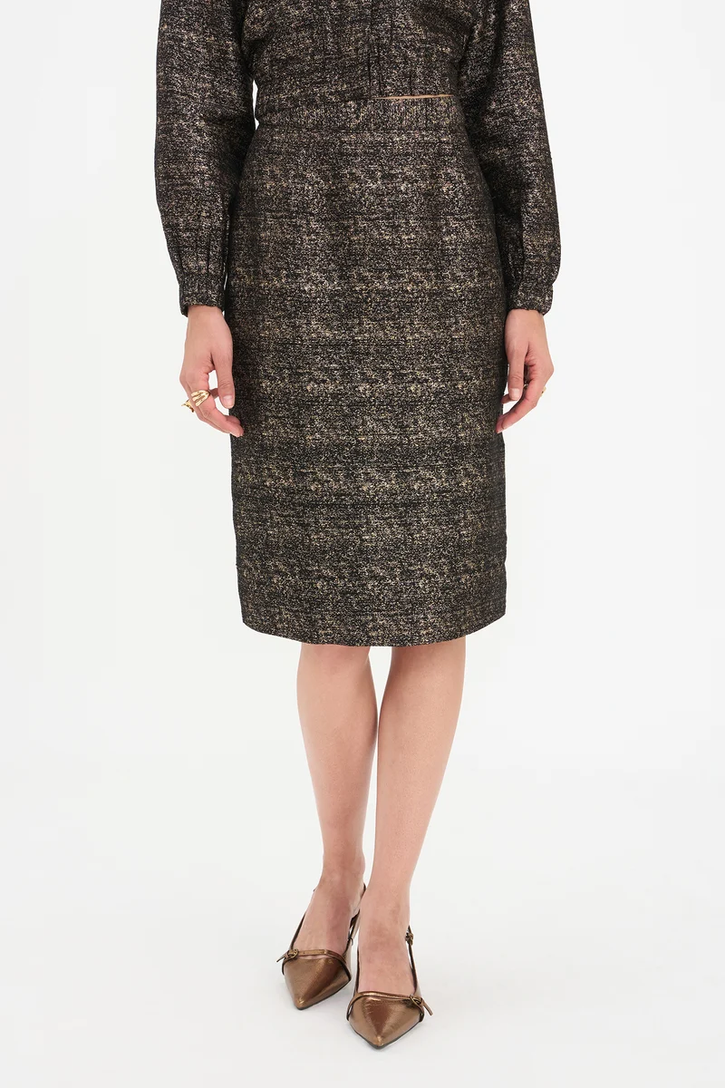 Tanu Skirt|100% Viscose Pencil Midi Skirt