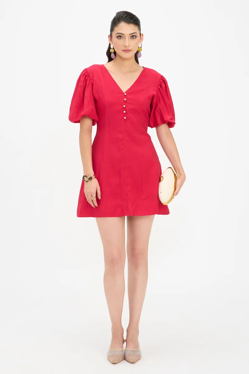 Deshika|100% Viscose A-Line Mini Dress