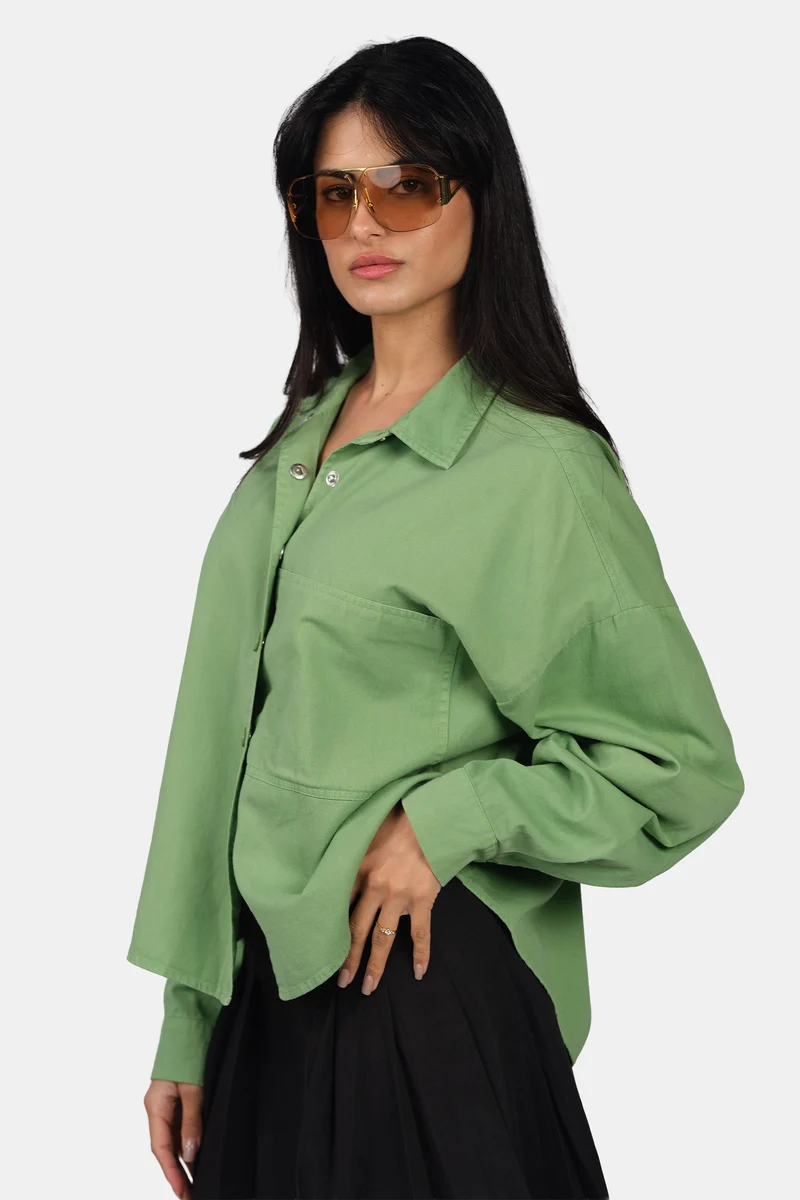 Lita|100% Cotton Relaxed Fit Wide Pocket Shirt