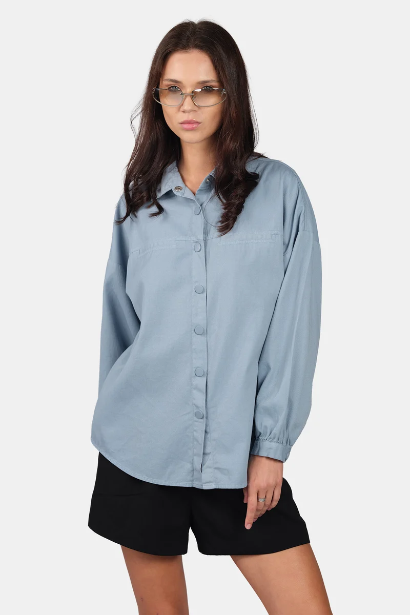 Jarani|100% Cotton Oversized Welt Pocket Shirt