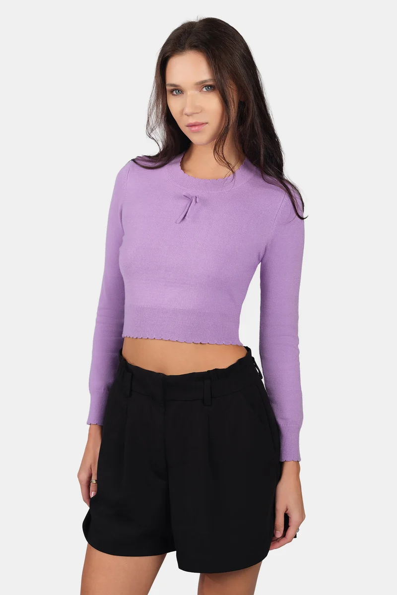 Fila|Viscose Scallop Hem Crop Knit Top