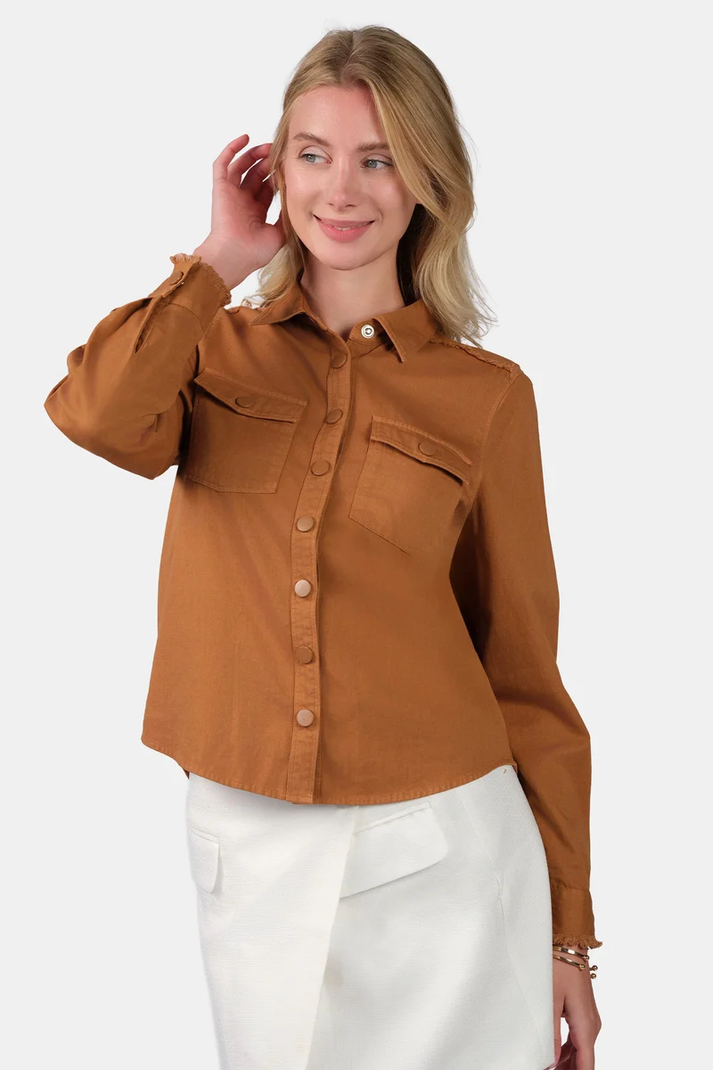 Iara|100% Cotton Flap Pocket Shirt