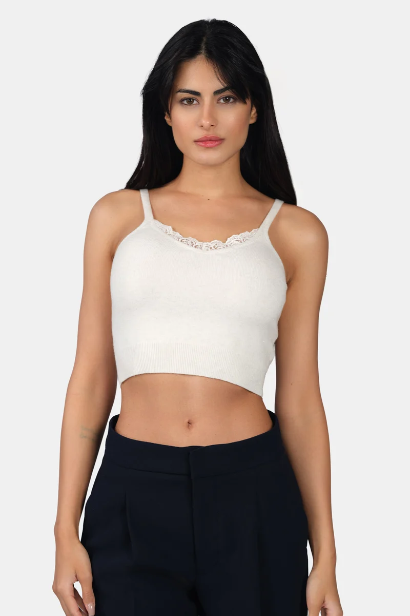 Lolo Cami|Viscose Lurex Strappy Crop Knit Cami